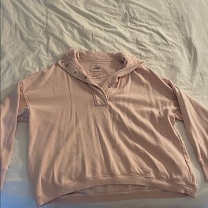 Aerie Light Pink Sweatshirt with Button Collar